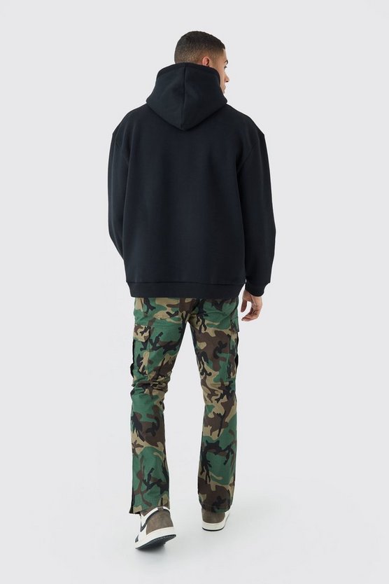 Slim-Fit Camouflage Ripstop Cargohose mit Druckknöpfen