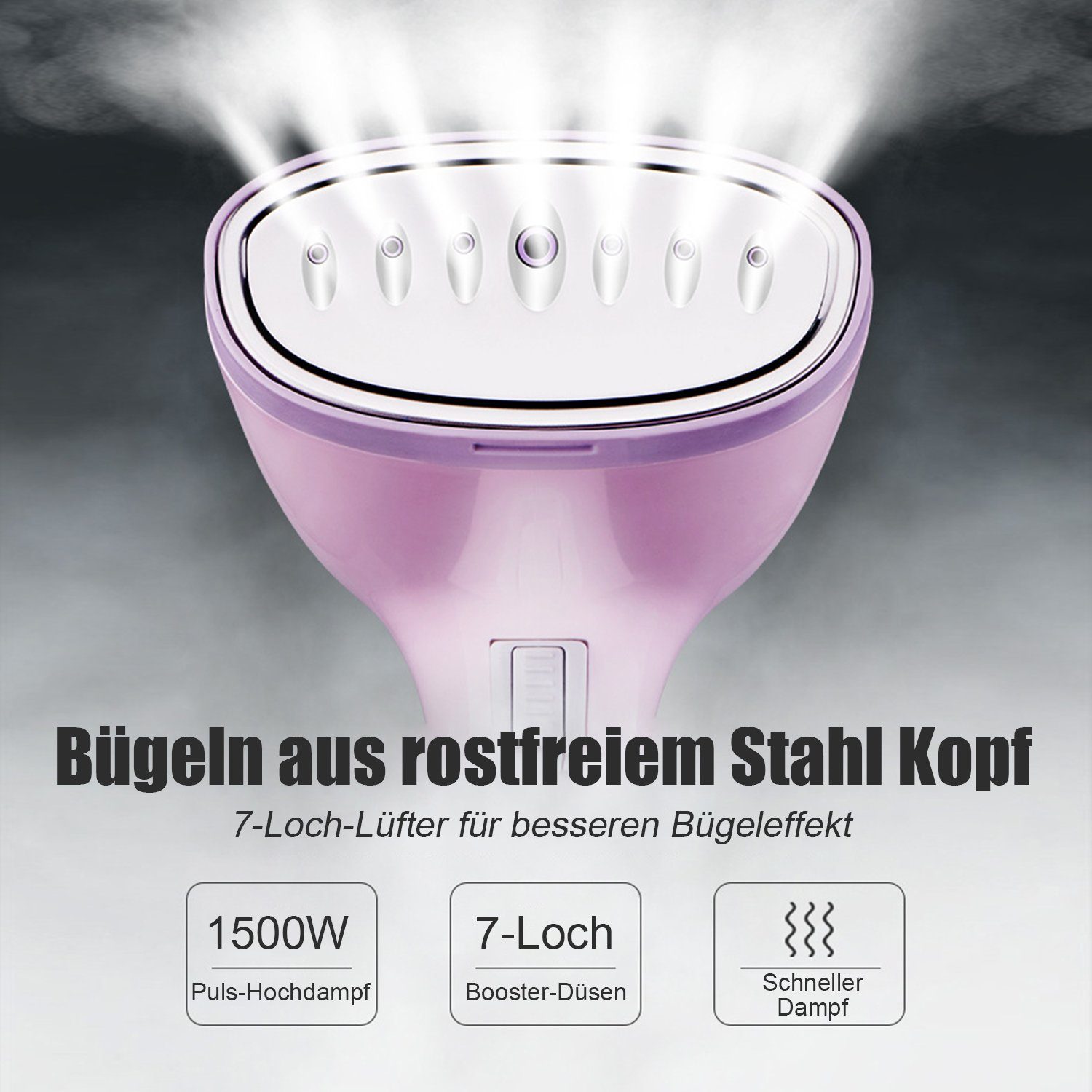 Kpaloft Dampfbürste, 1500 W, Dampfglätter 350ml Reisebügeleisen Haushalt