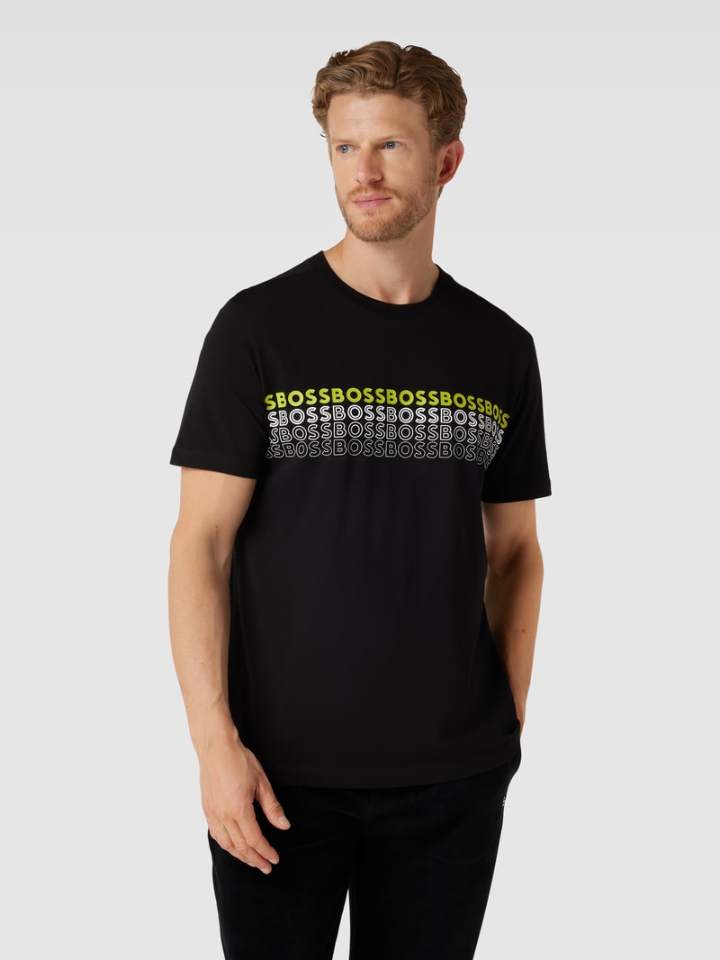 PLUS SIZE T-Shirt mit Label-Print in schwarz