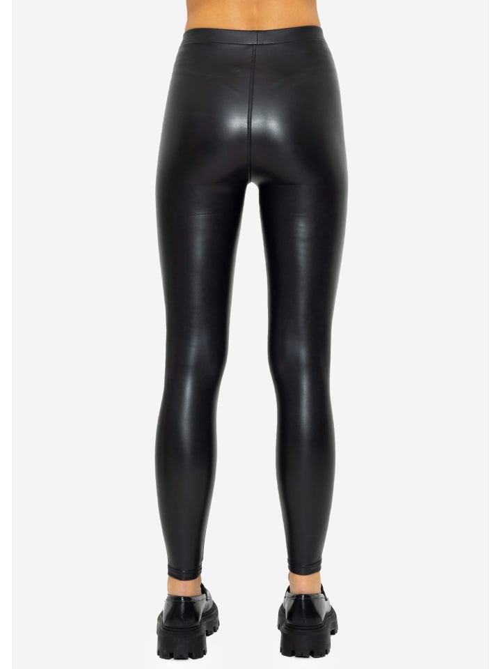 SASSYCLASSY Thermo Leggings in Lederoptik in Schwarz günstig kaufen