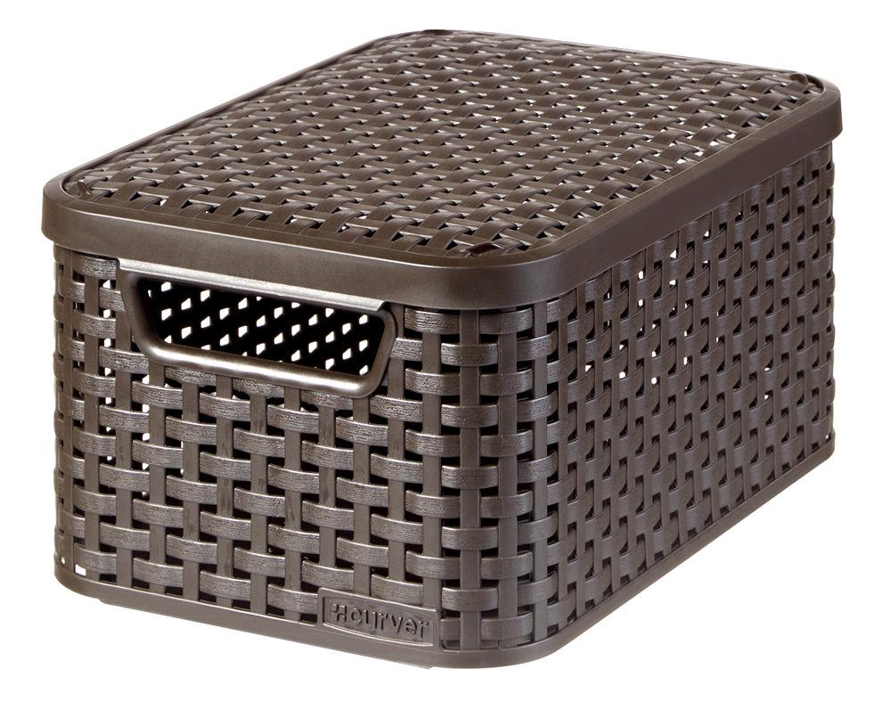 Curver 3-er Set STYLE Box S mit Deckel dunkelbraun