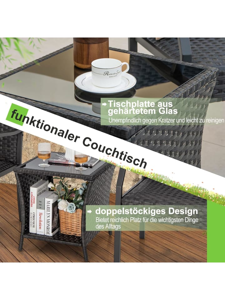 COSTWAY 3 tlg. Gartenmöbel Set in Braun günstig kaufen onesize