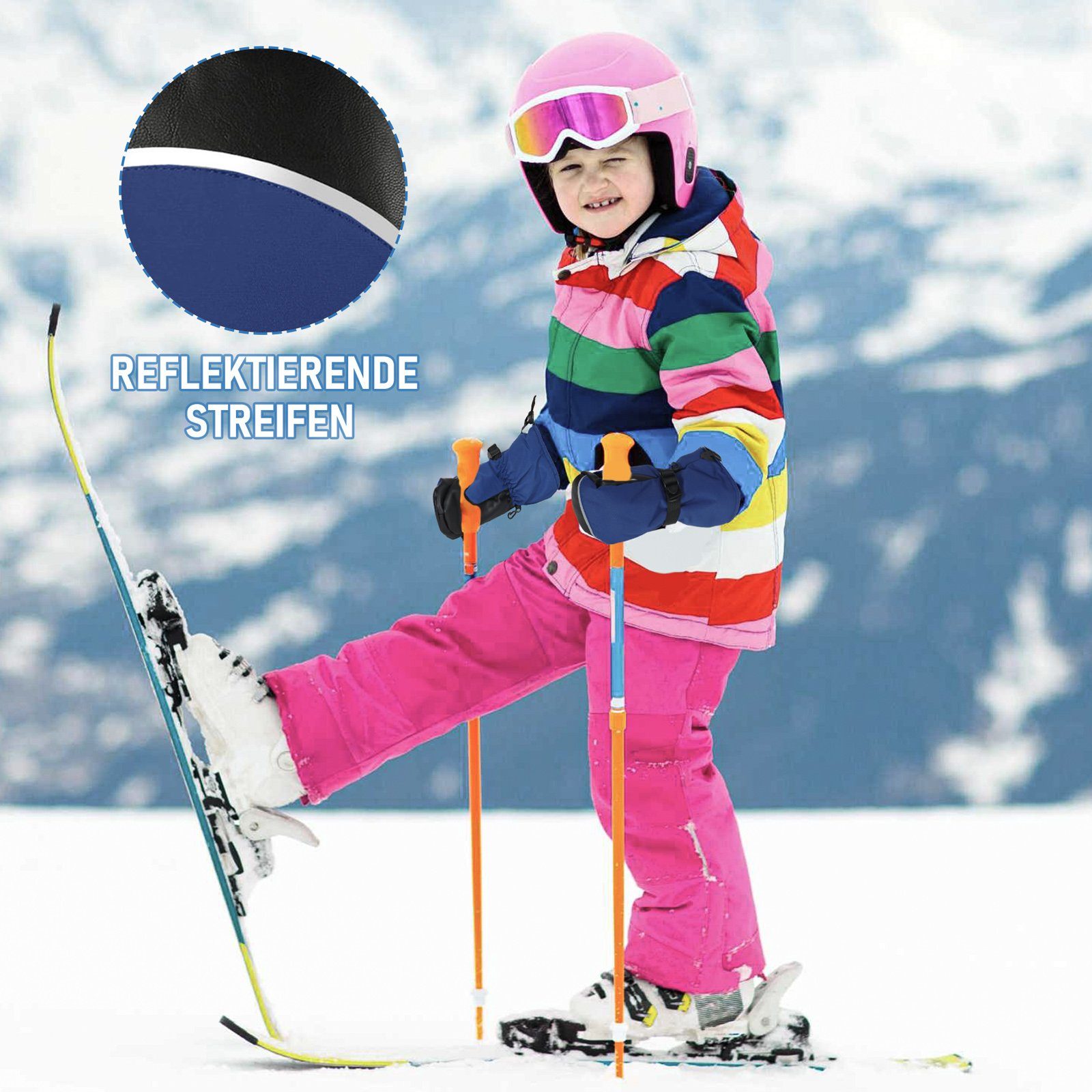 CALIYO Skihandschuhe Skihandschuhe Kinderhandschuhe Wasserdicht Fäustlinge Handschuhe Kinder 1-7 Jahre Jungen Mädchen Winterhandschuhe