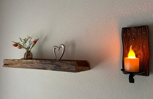 Home Feeling Deko-Wandregal Regale aus recyceltem Teakholz, drei verschiedene Längen