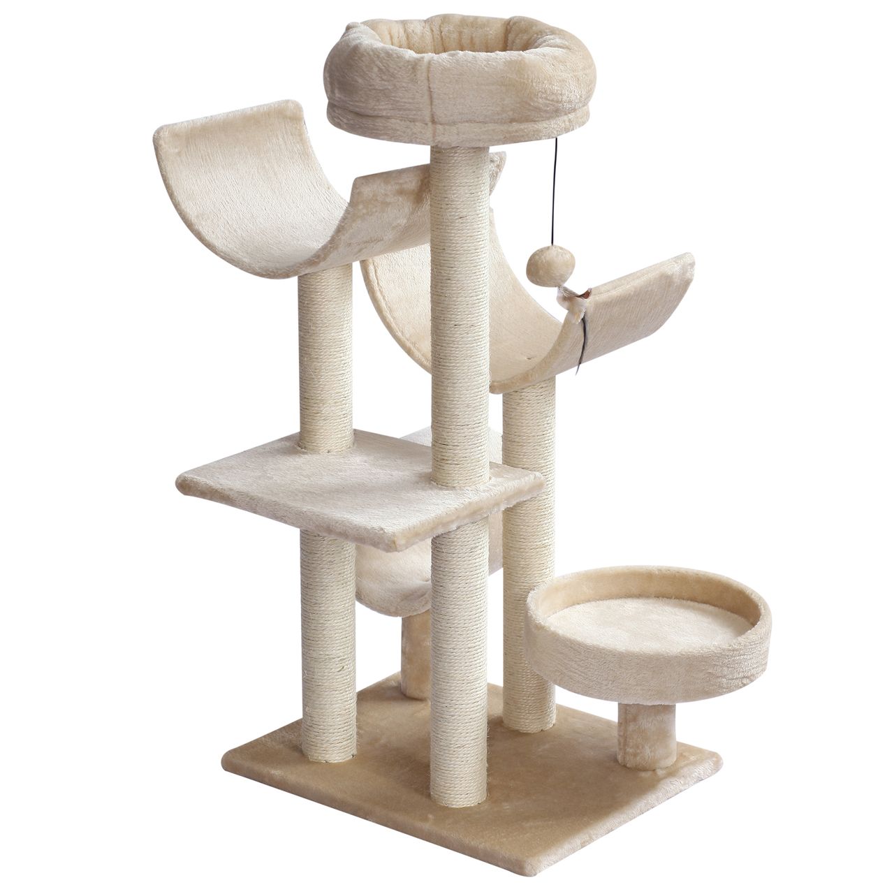 PawHut Katzenbaum Katzenkratzbaum Katzen Kletterbaum Kratzbaum Spielzeug Tunnel