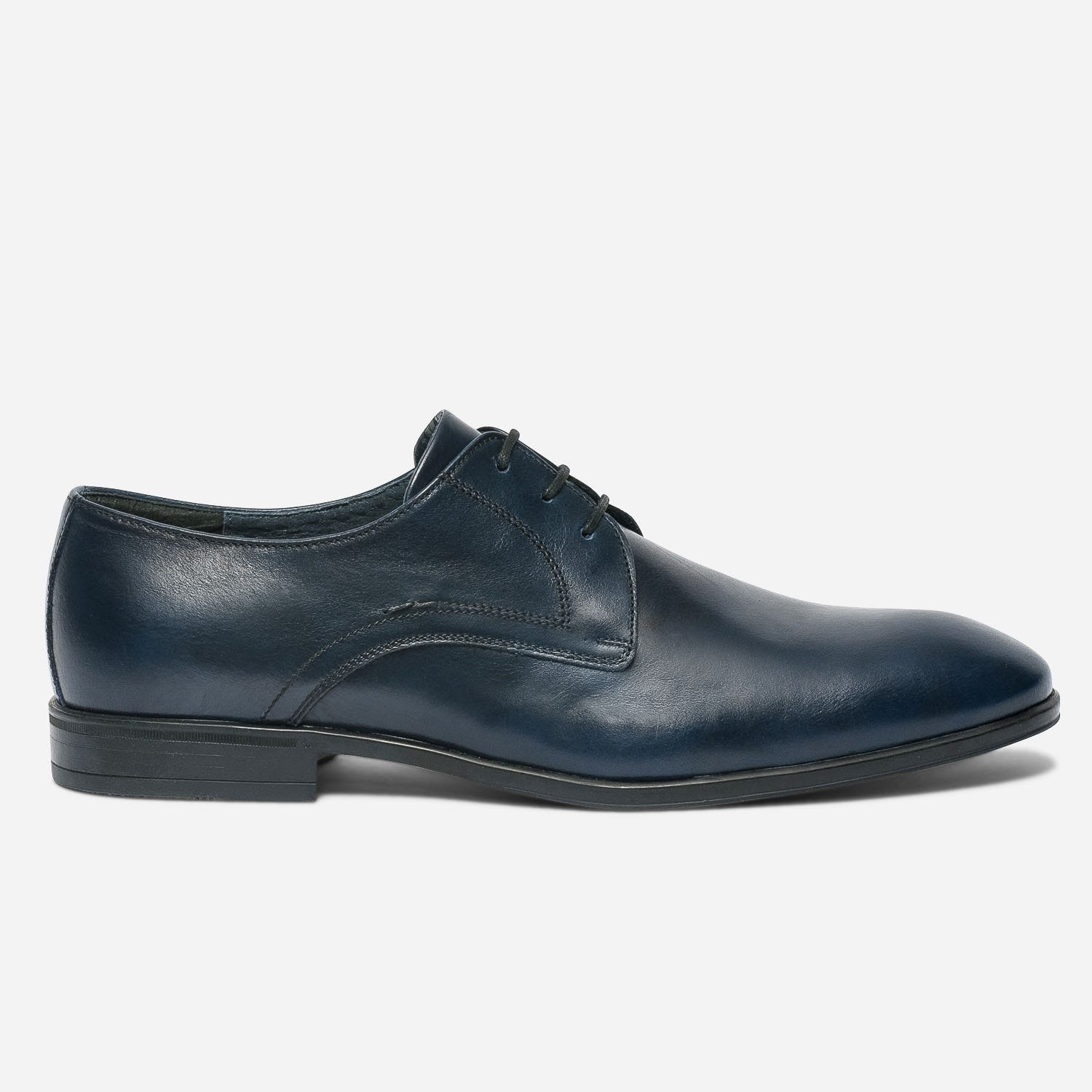 Derby marine en cuir à lacet noir