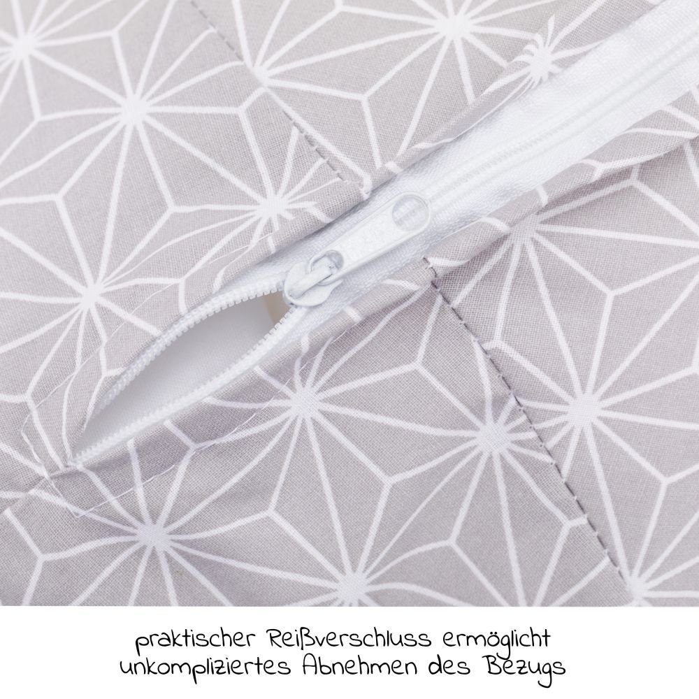 Fillikid Stillkissen Luxe mit Mikroperlenfüllung - Cube - Grey, Lagerungskissen Schwangerschaftskissen inkl. Bezug (190 cm Länge)