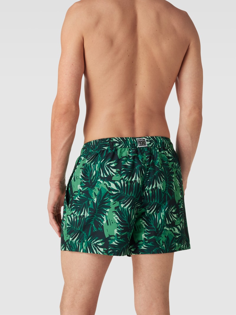 Badehose mit Allover-Print in dunkelgrün
