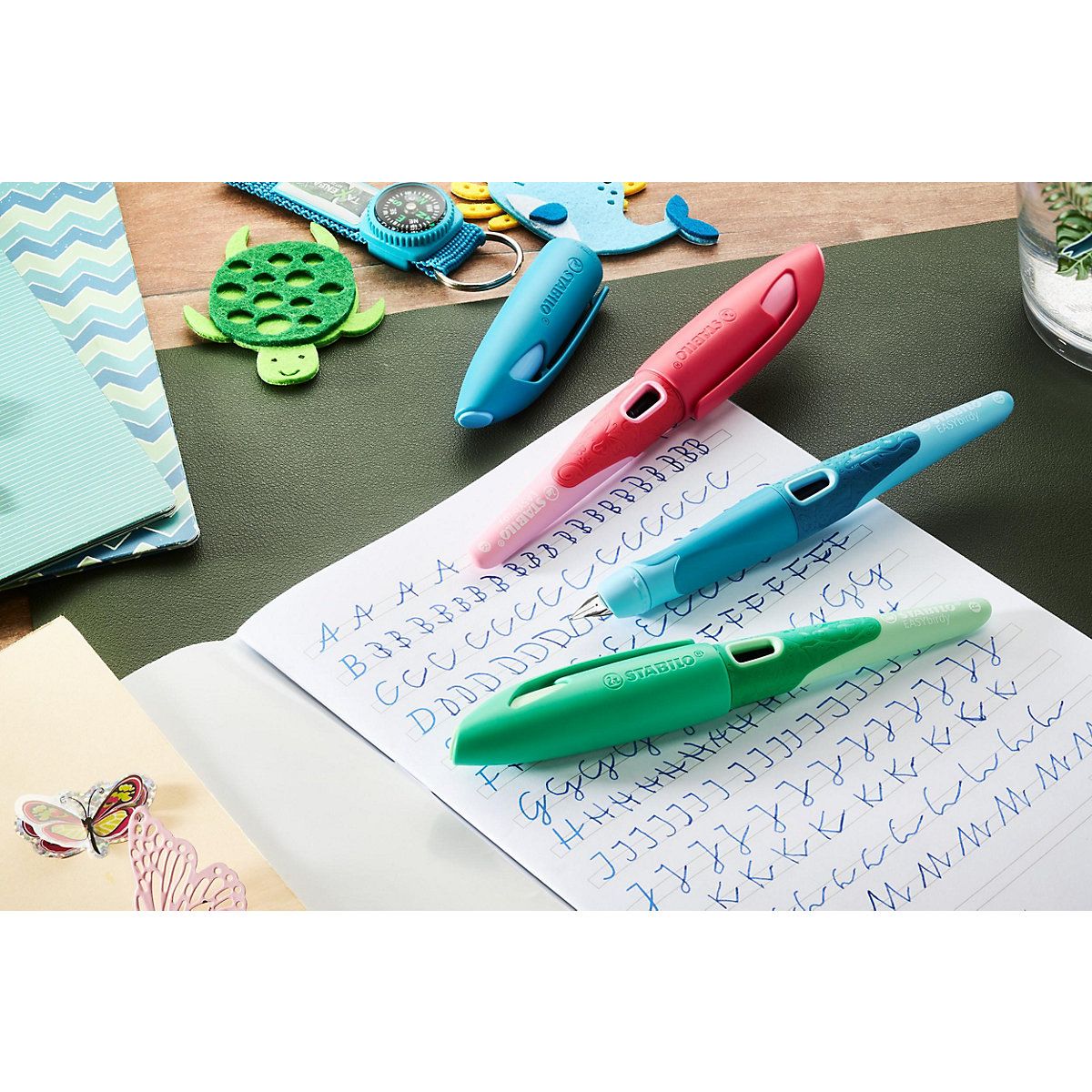 Schulfüller EASYbirdy Rechtshänder M-Feder 3D Wildlife Special Edition blau, inkl. Patrone und Einstellwerkzeug