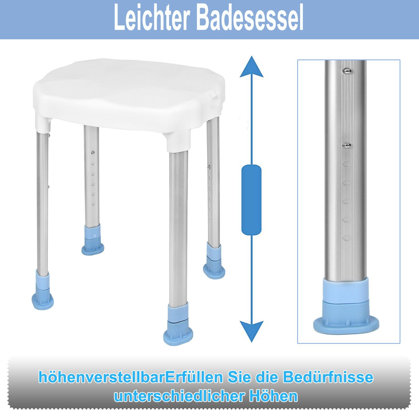 AUFUN Badewannensitz Duschhocker, belastbar bis 150 kg, Höhenverstellbar Sitz