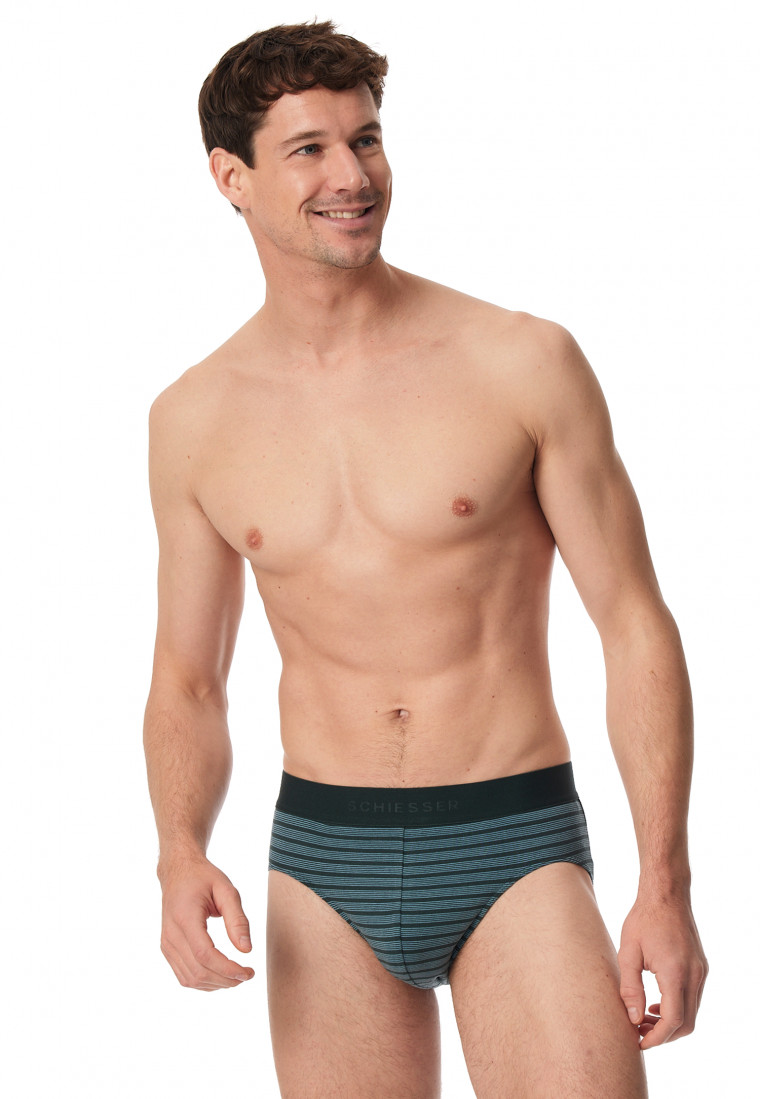 Rio-Slips 3er-Pack Organic Cotton Webgummibund uni/gestreift schwarz - 95/5