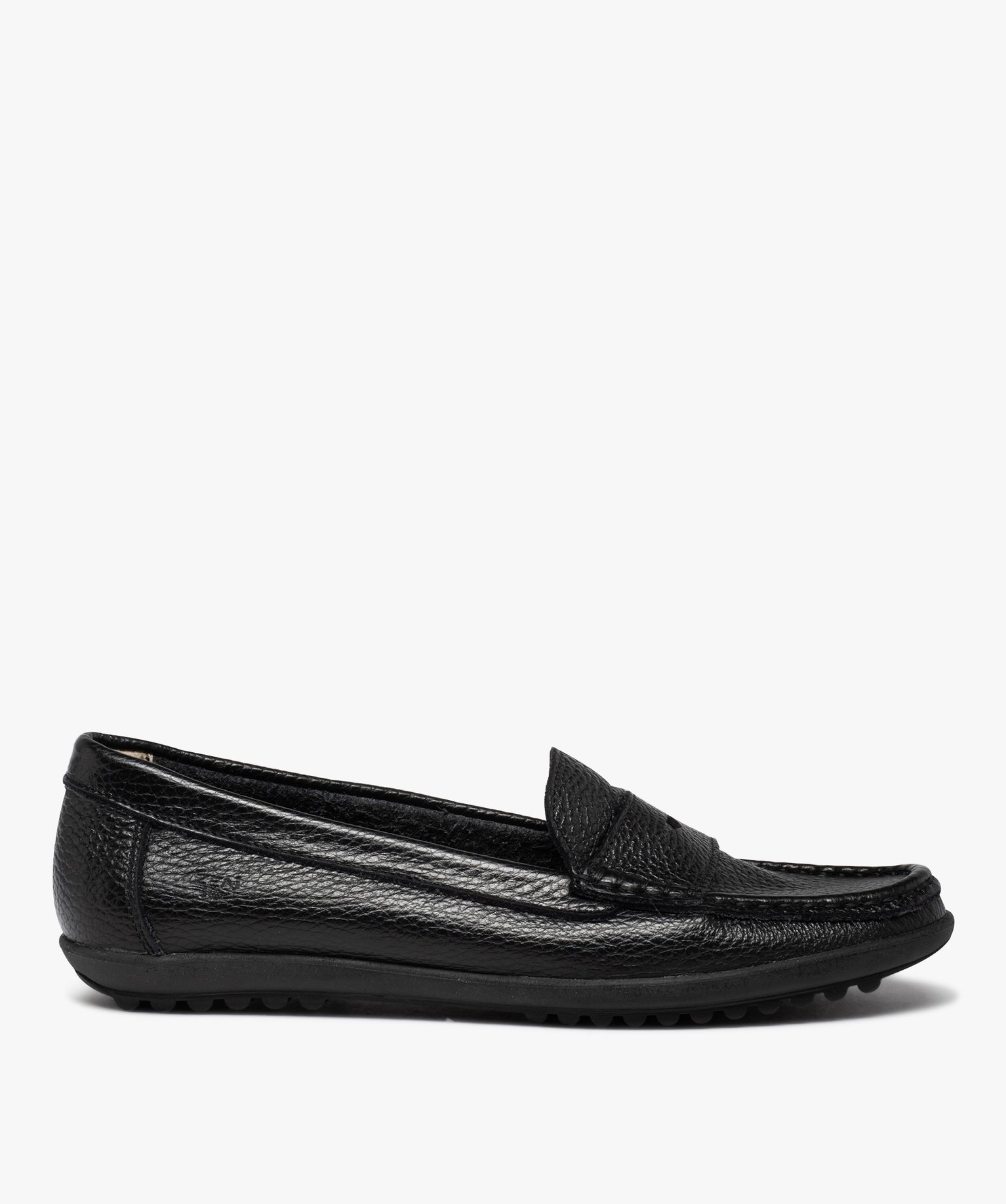 Mocassins confort femme dessus cuir uni noir | GEMO