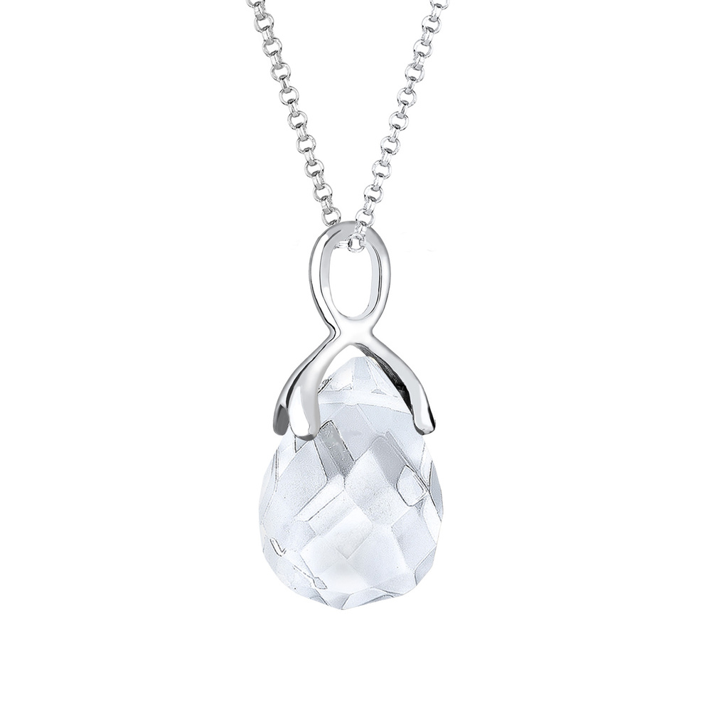 Elli Elli Collier Femme Gouttes Classiques Cristal de Roche  en Argent Sterling 925 collier