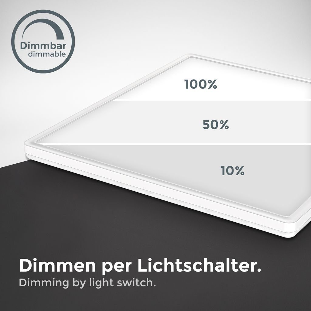 B.K.Licht Deckenleuchte LED Deckenlampe Backlight 4.000K 3.000lm - BKL1313, LED fest integriert, Neutralweiß, Panel Ultra Flach 420x420x29mm 22W Memoryfunktion Weiß