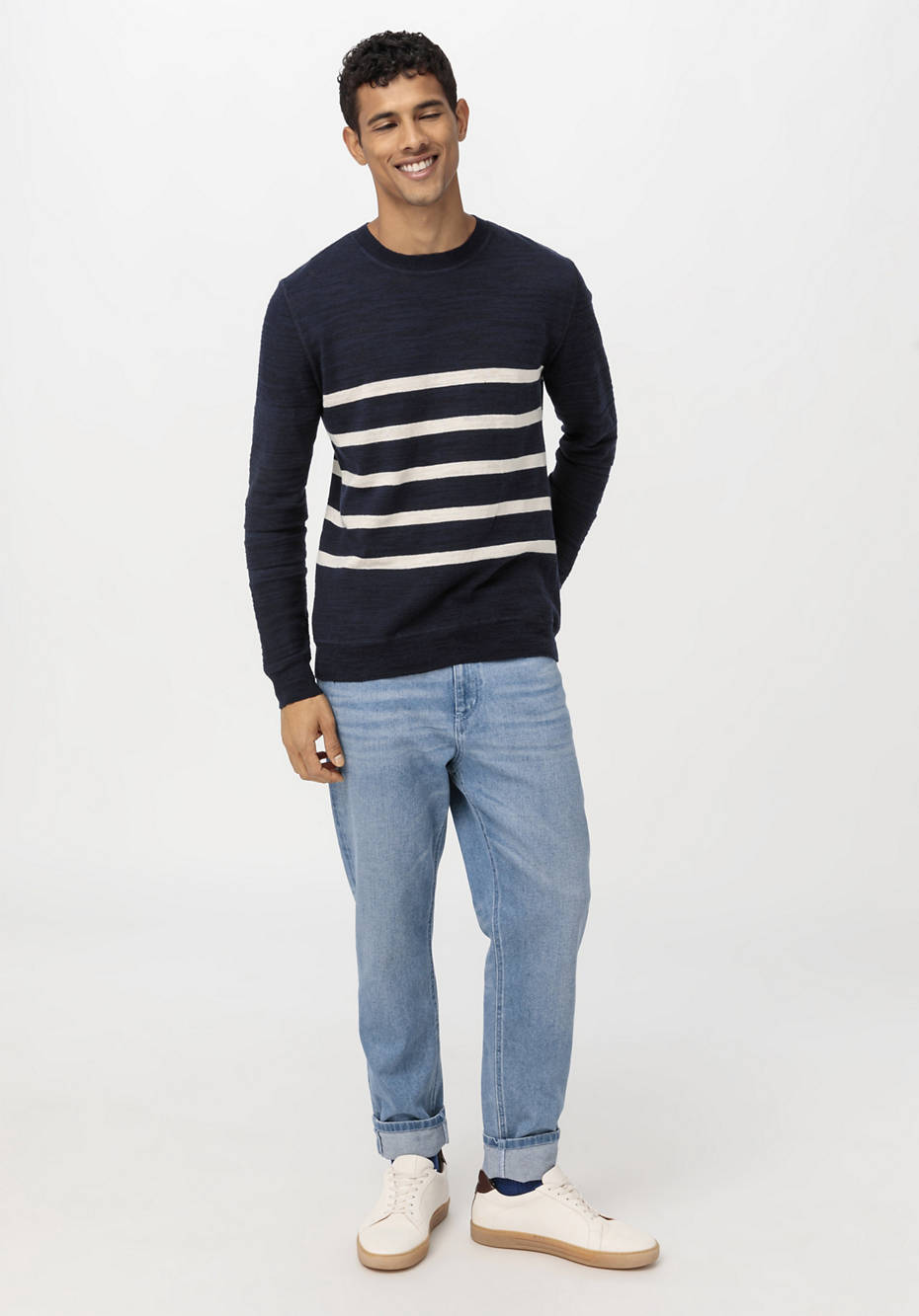 Streifen-Pullover aus Leinen mit Bio-Baumwolle
