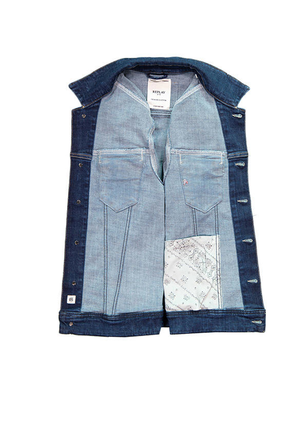 Replay, Jeansjacke, Bio Baumwoll-Stretch, dunkelblau
