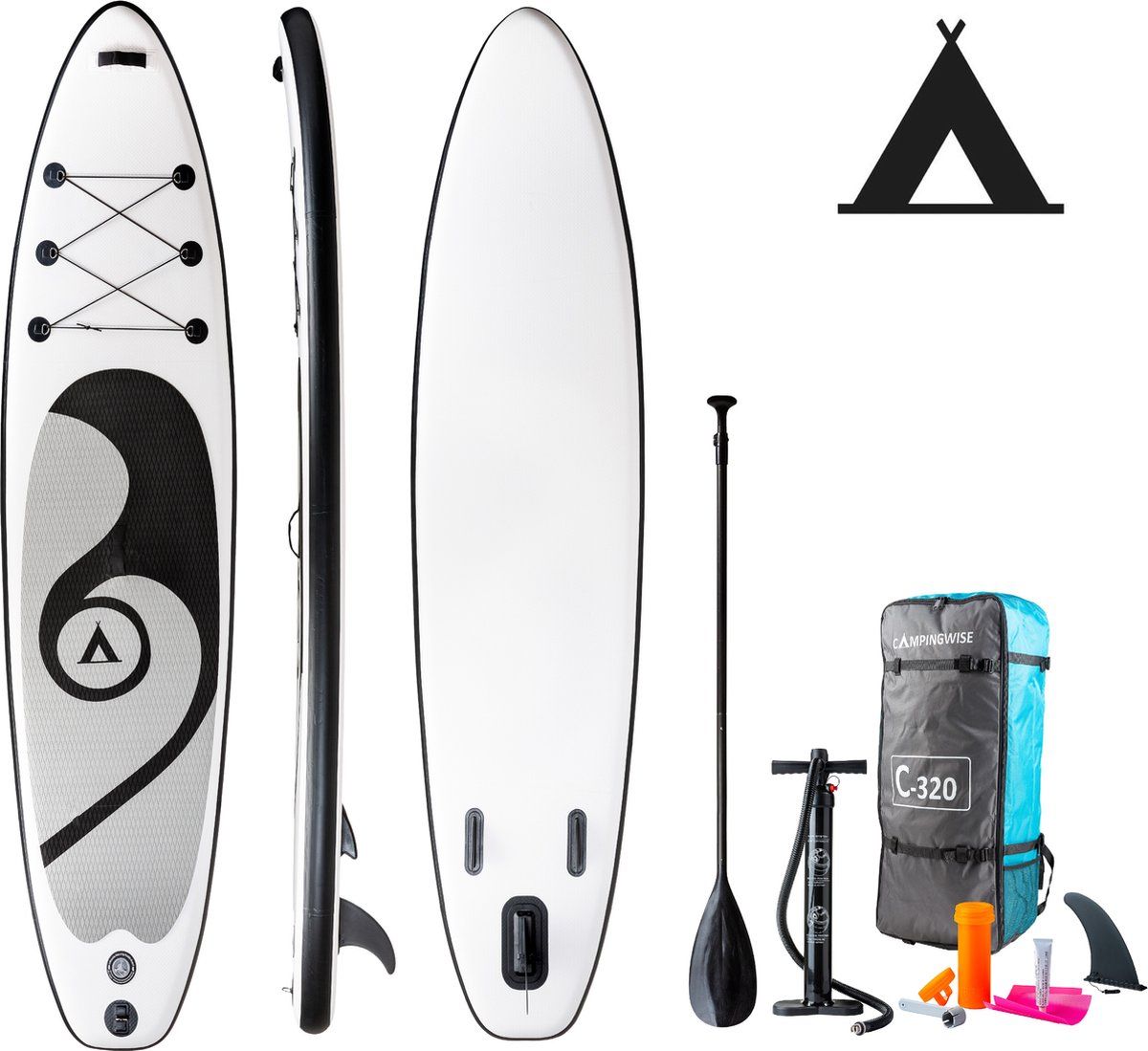 Campingwise Schwarz aufblasbar Sup Board set
