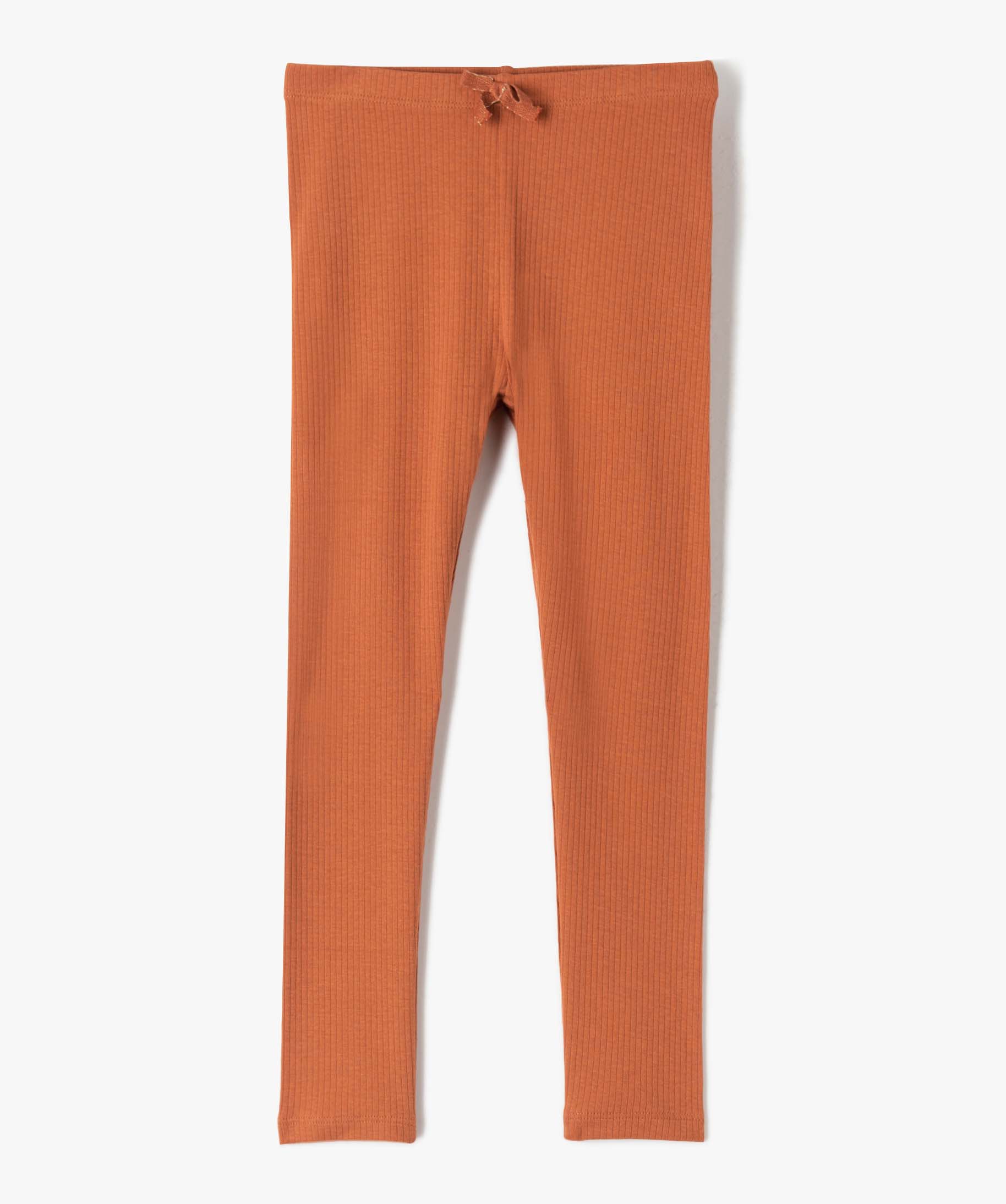 Legging fille à ctes et n?ud pailleté à la taille marron | GEMO
