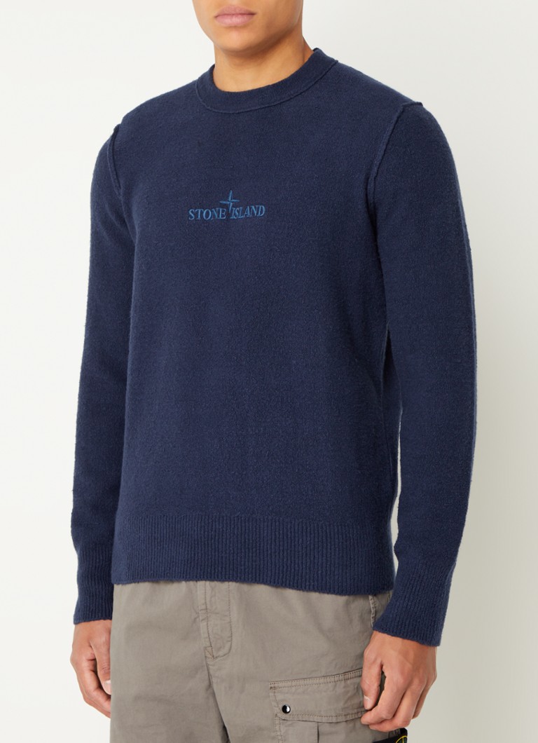 Pulover Stone Island 534D2 tricotat gros cu logo brodat