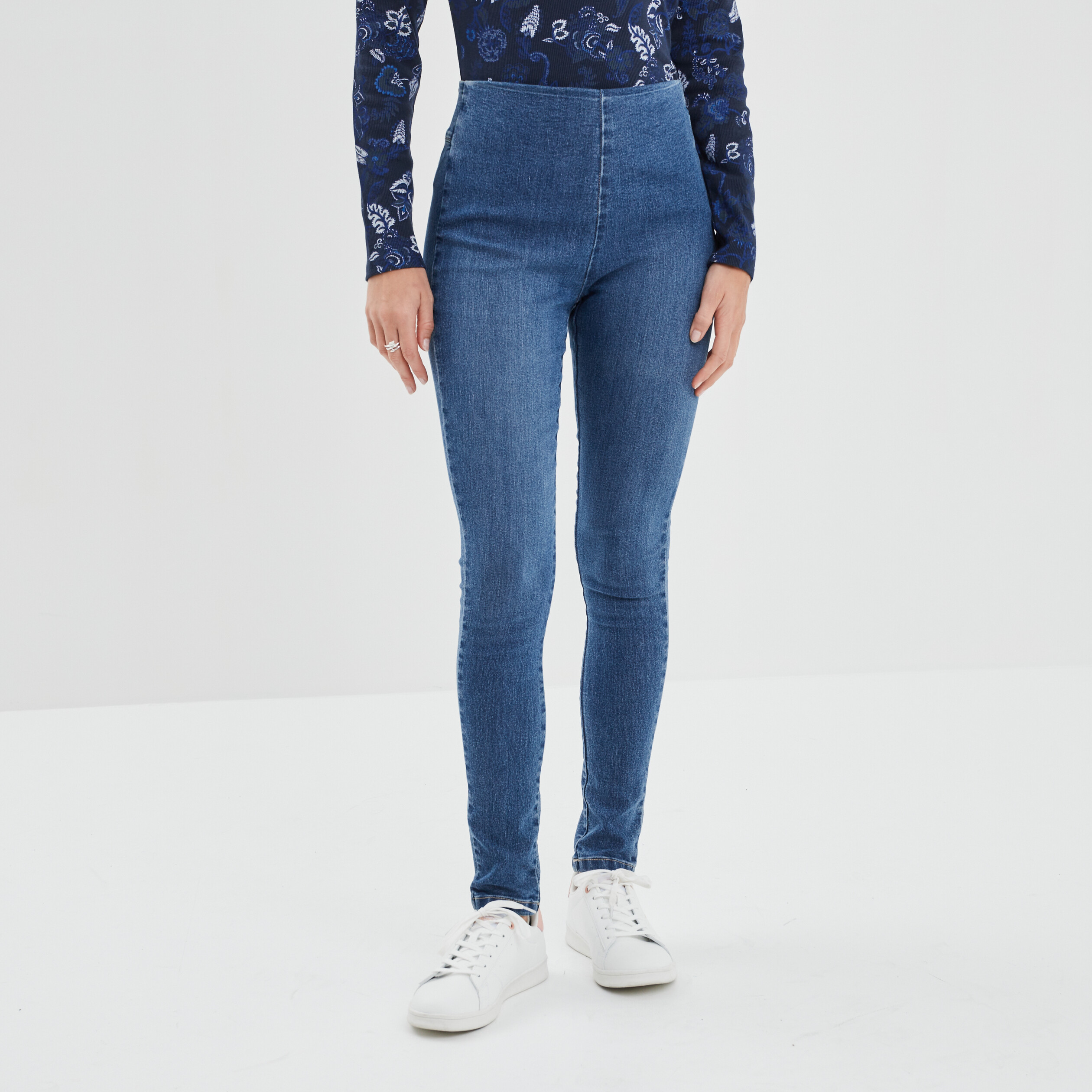 Jegging slim taille haute denim double stone femme | La Halle