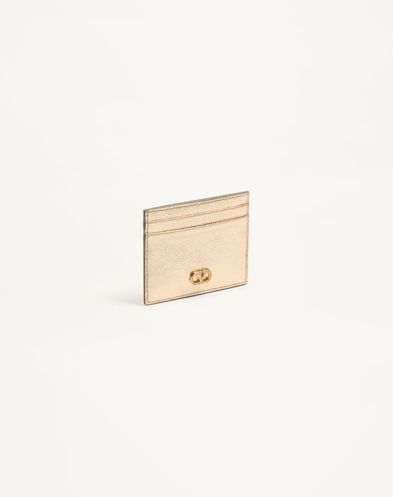 VLogo Signature Card Holder in gelamineerd granaatkleurig kalfsleer met juweellogo