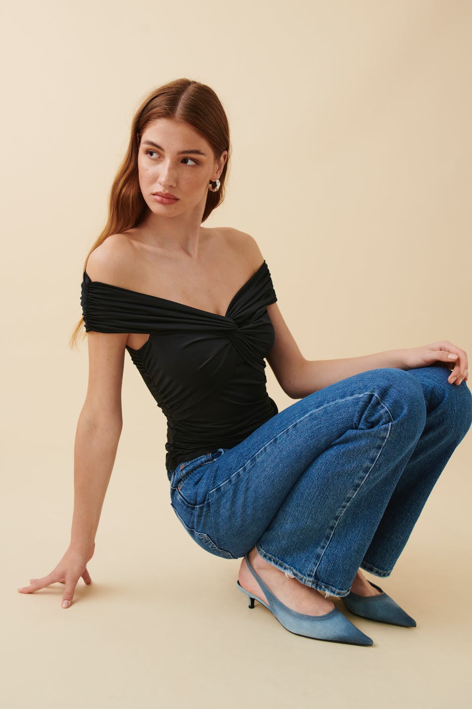 Twisted off shoulder top