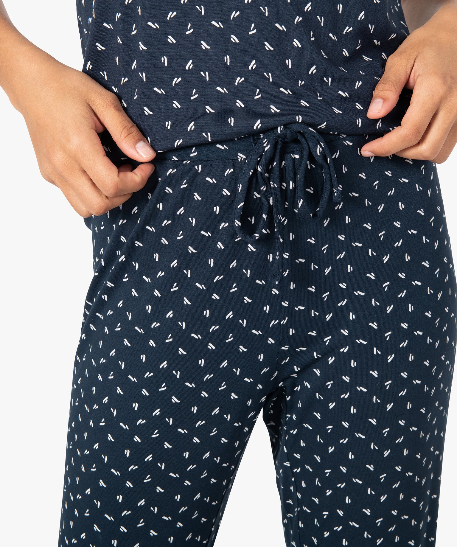 Pantalon de pyjama femme en maille fine avec bas resserré multicolore | GEMO