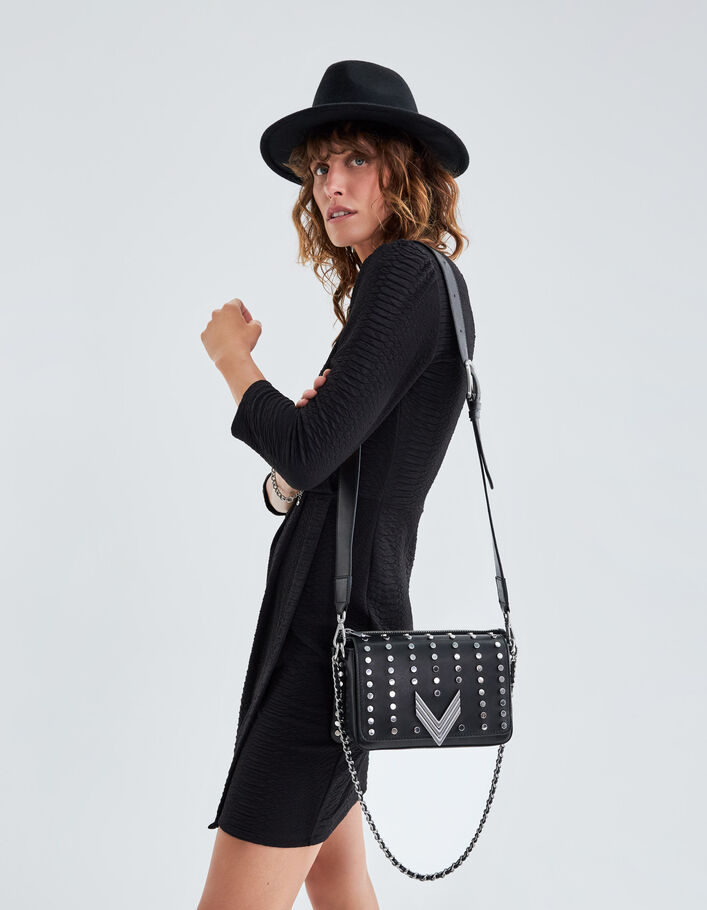 Le sac 111 Janis cuir d'agneau noir rock femme