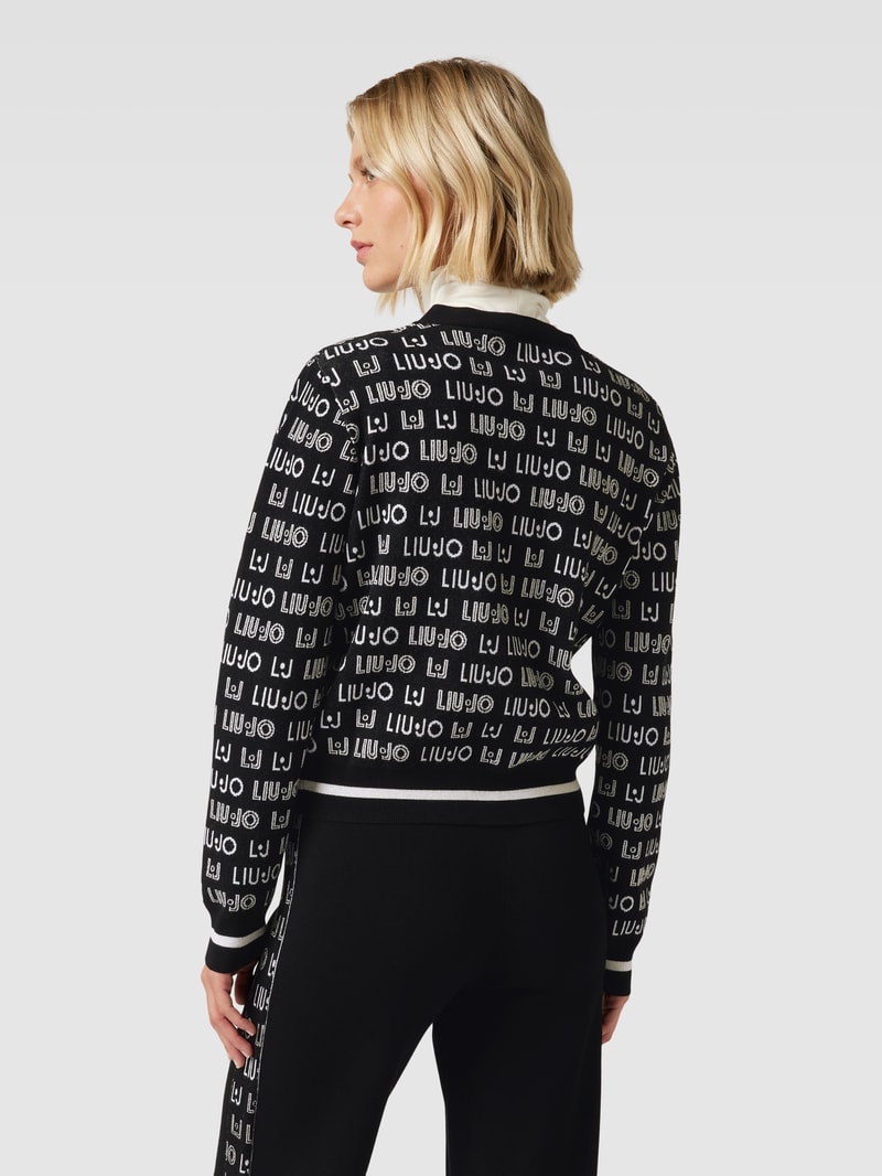 Cardigan mit Label-Muster in schwarz