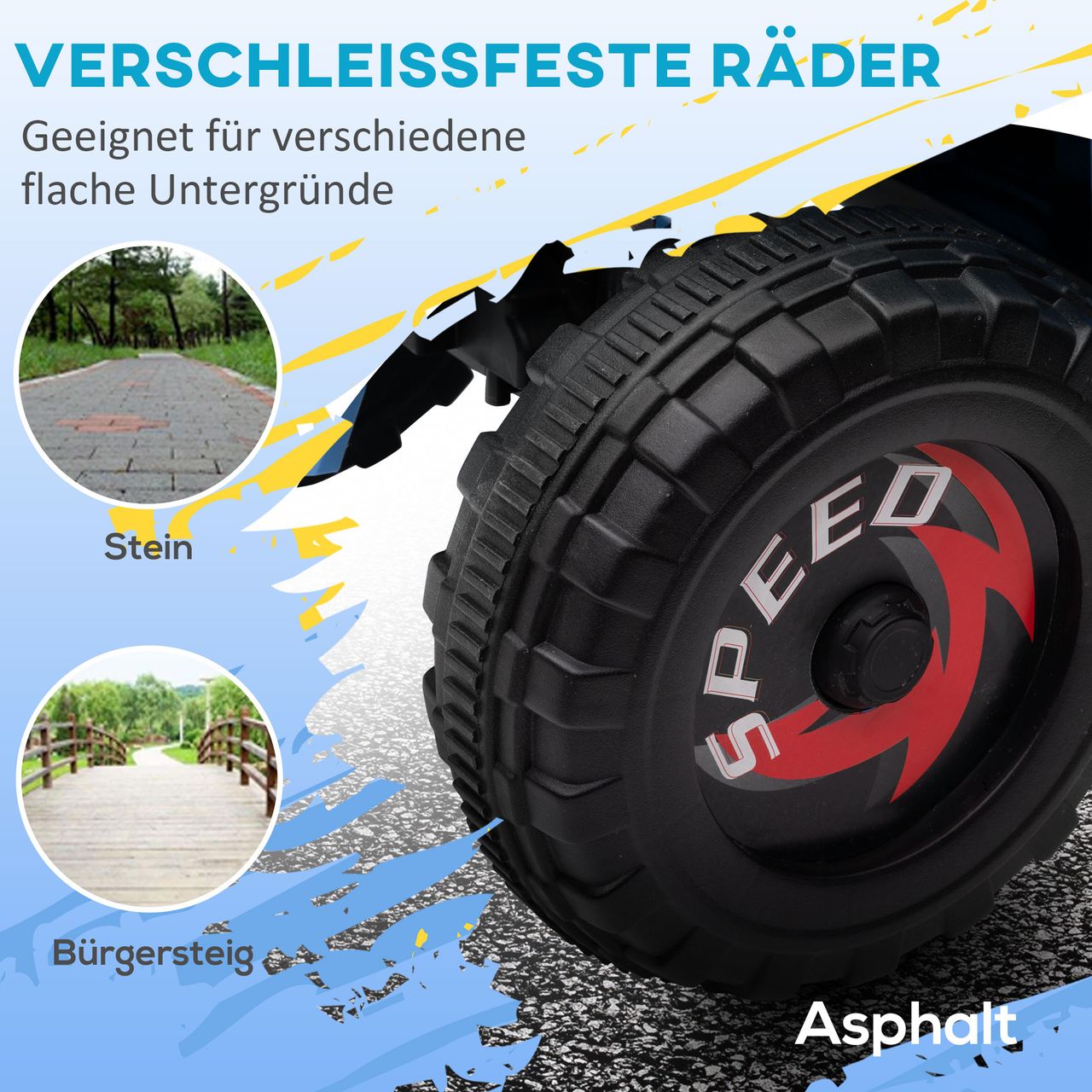 HOMCOM Kinderquad Kinder Elektro-Quad, 6V Elektroauto mit Anhänger Metall Blau