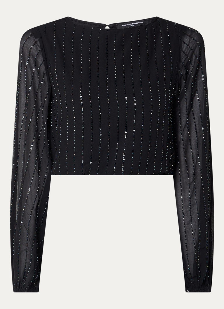 French Connection  Effy semi-transparante mini jurk met strass en rugdecolleté