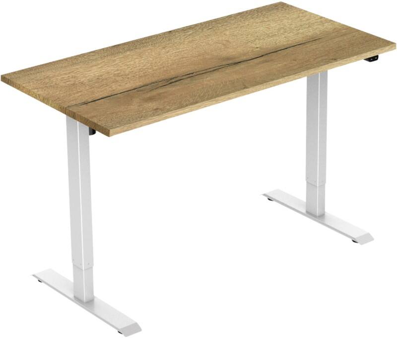 euroseats Oak Rechteckig Elektrisch Höhenverstellbar Sitz-Stehschreibtisch Eiche Holz, Metall Weiß 1.200 x 800 x 750 - 1.235 mm