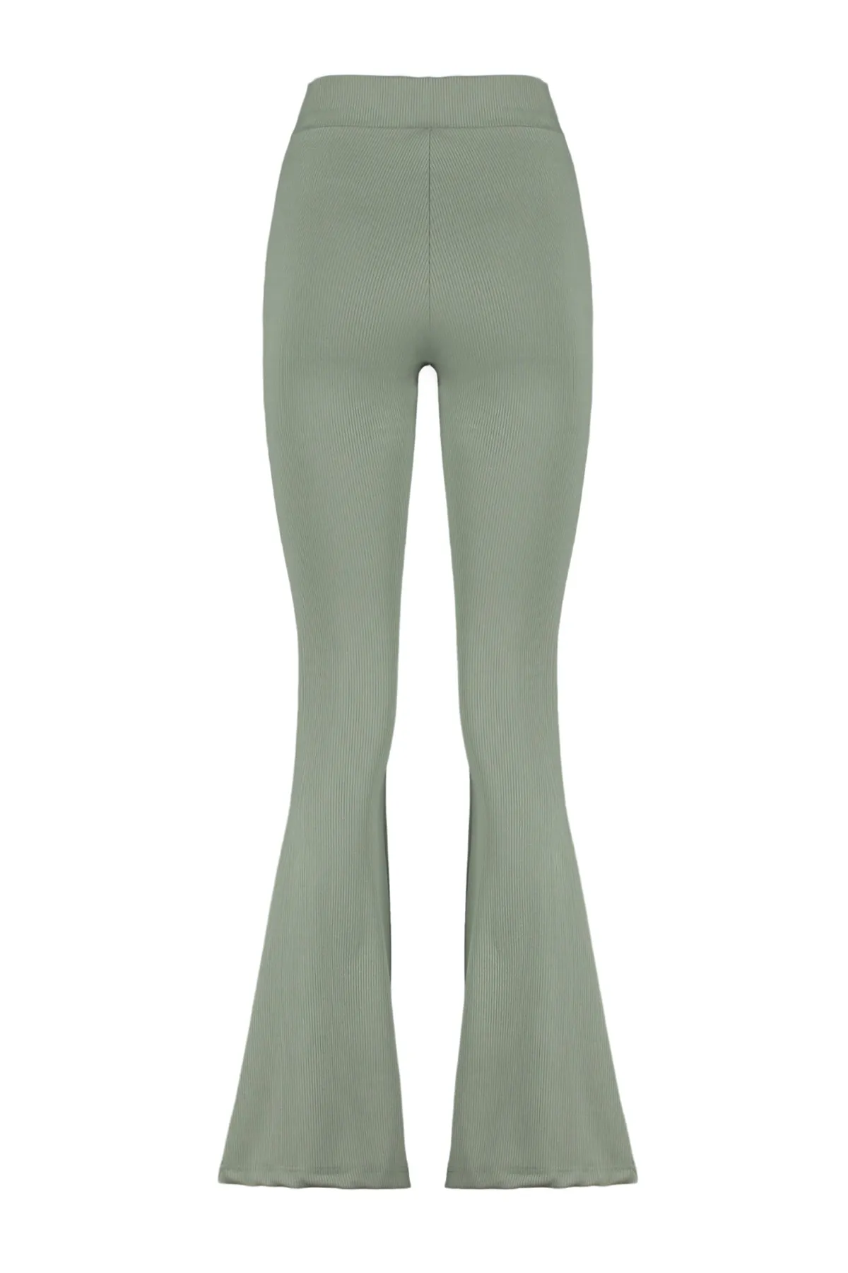 Trendyol Collection  Khakifarbene, gerippte, ausgestellte/spanische Leggings mit hoher Taille und gestrickter Hose TWOSS23PL00135