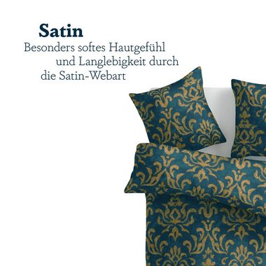 Bettwäsche 2tlg. Bettbezug + Kissenbezug - Floral / Ornament, Bestlivings, Satin Baumwolle, 100% Baumwolle, verd. Reißverschluss, Satin Qualität - Bettdeckenbezug