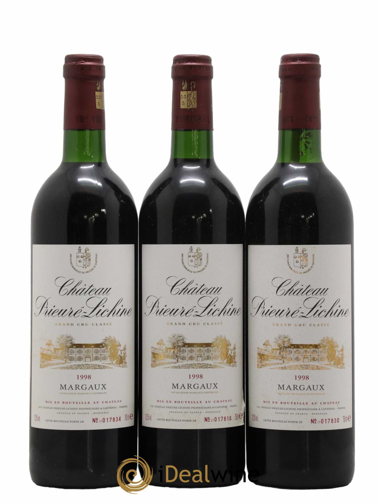 Château Prieuré Lichine 4ème Grand Cru Classé  1998 - Lot de 12 Bouteilles