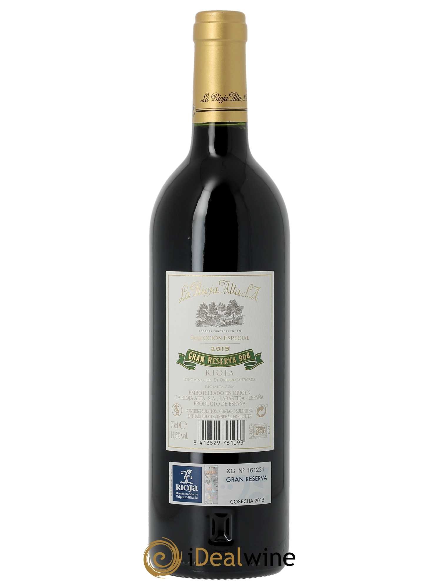 Rioja DOCa Gran Reserva 904 La Rioja Alta  2015 - Lot de 1 Bouteille