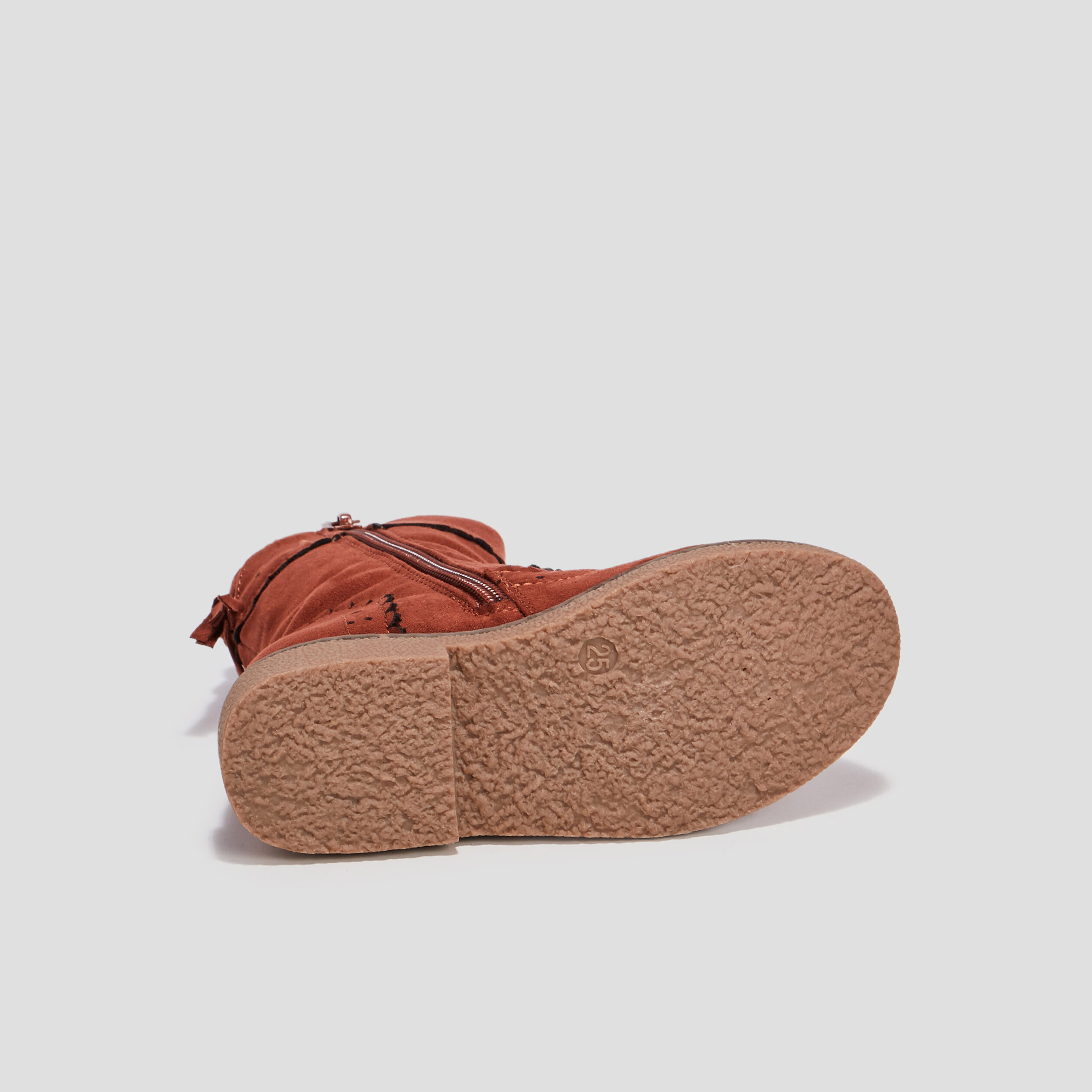 Bottes avec bord festonné terracotta fille | La Halle