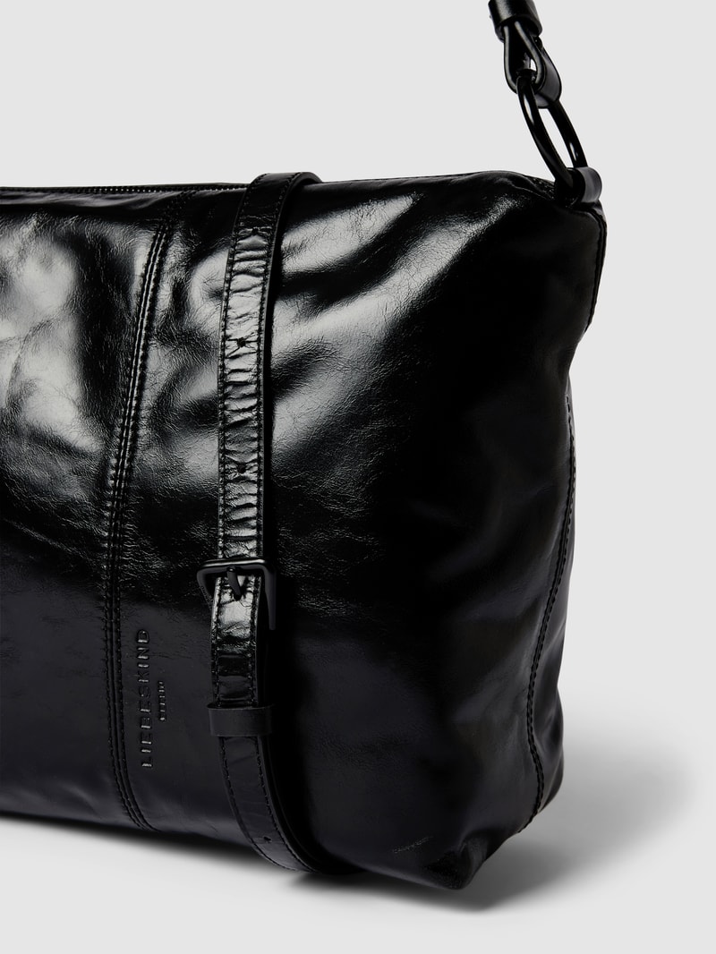 Handtasche mit Label-Detail Modell 'AISSA' in schwarz