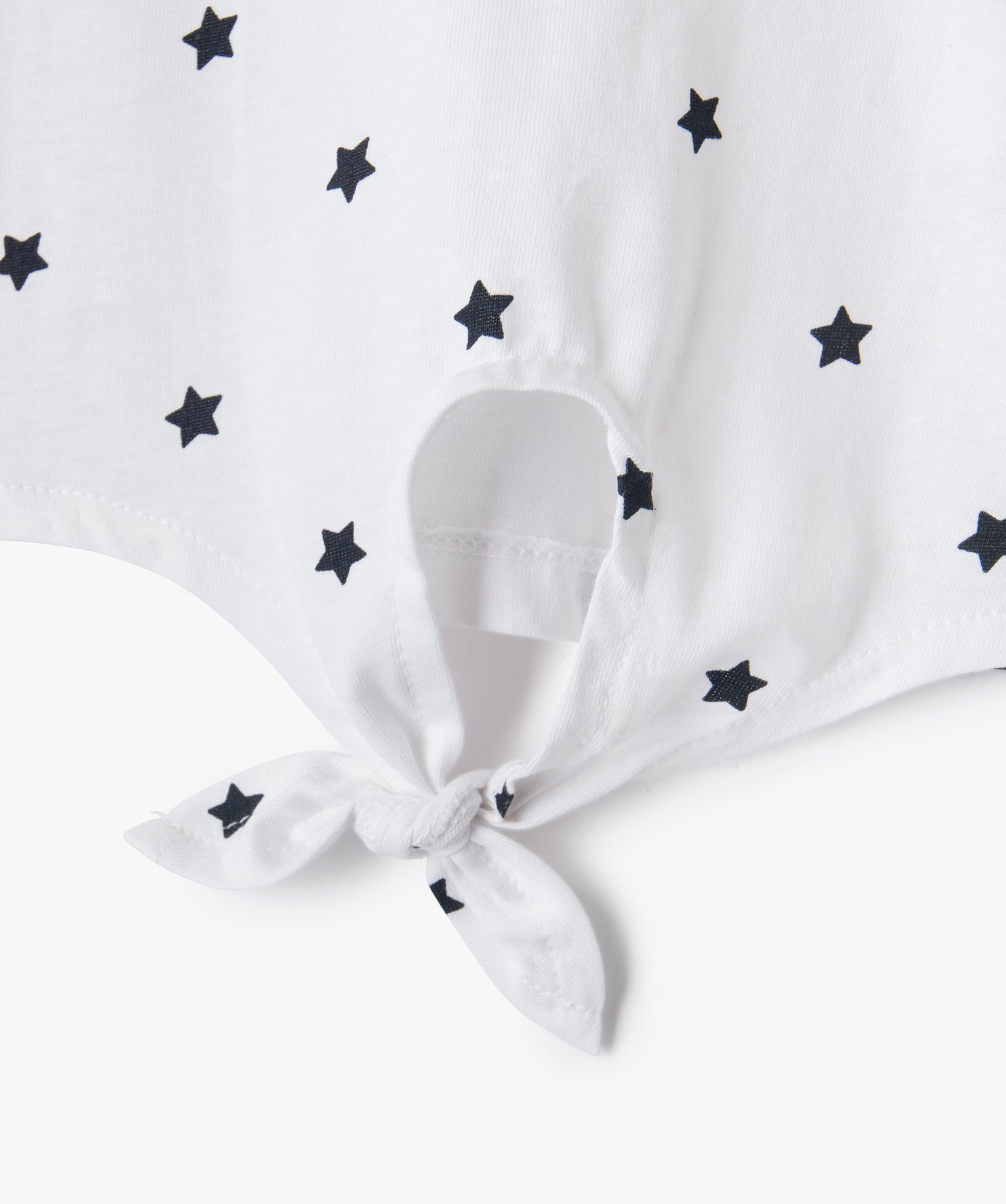 Tee-shirt fille à motifs noué dans le bas ecru | GEMO