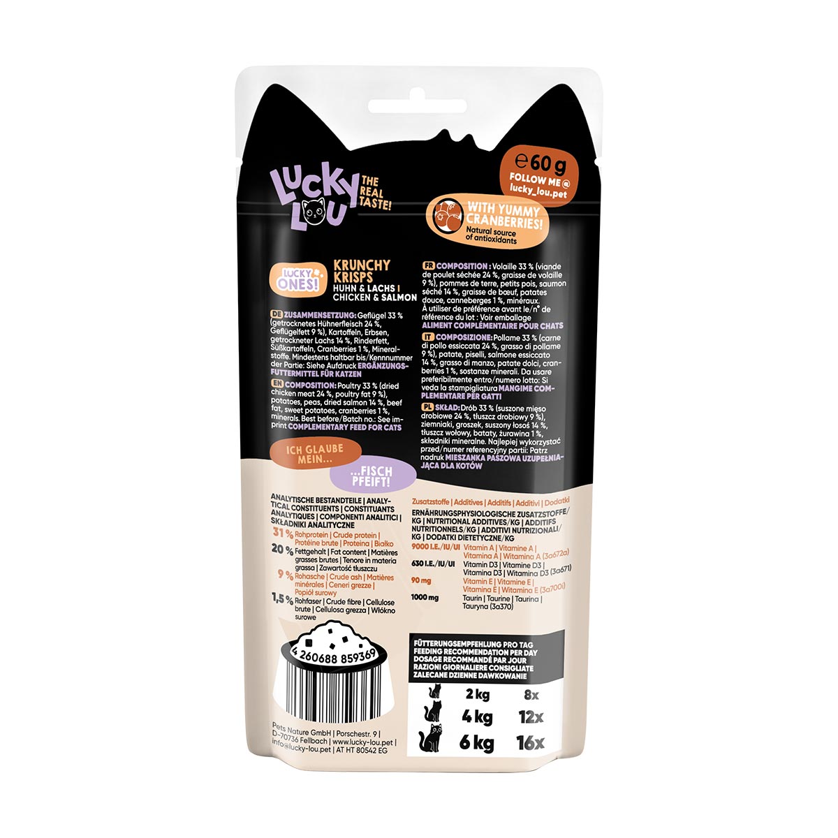 Lucky Lou Lucky Ones Krunchy Krisps Huhn & Lachs 60g