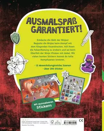 Mein Ausmalstickerbuch: Ninjas