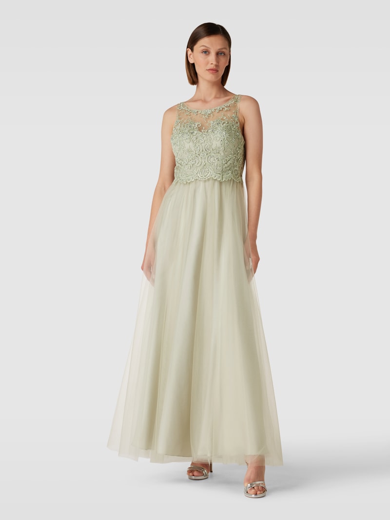 Abendkleid mit Spitzenbesatz in mint
