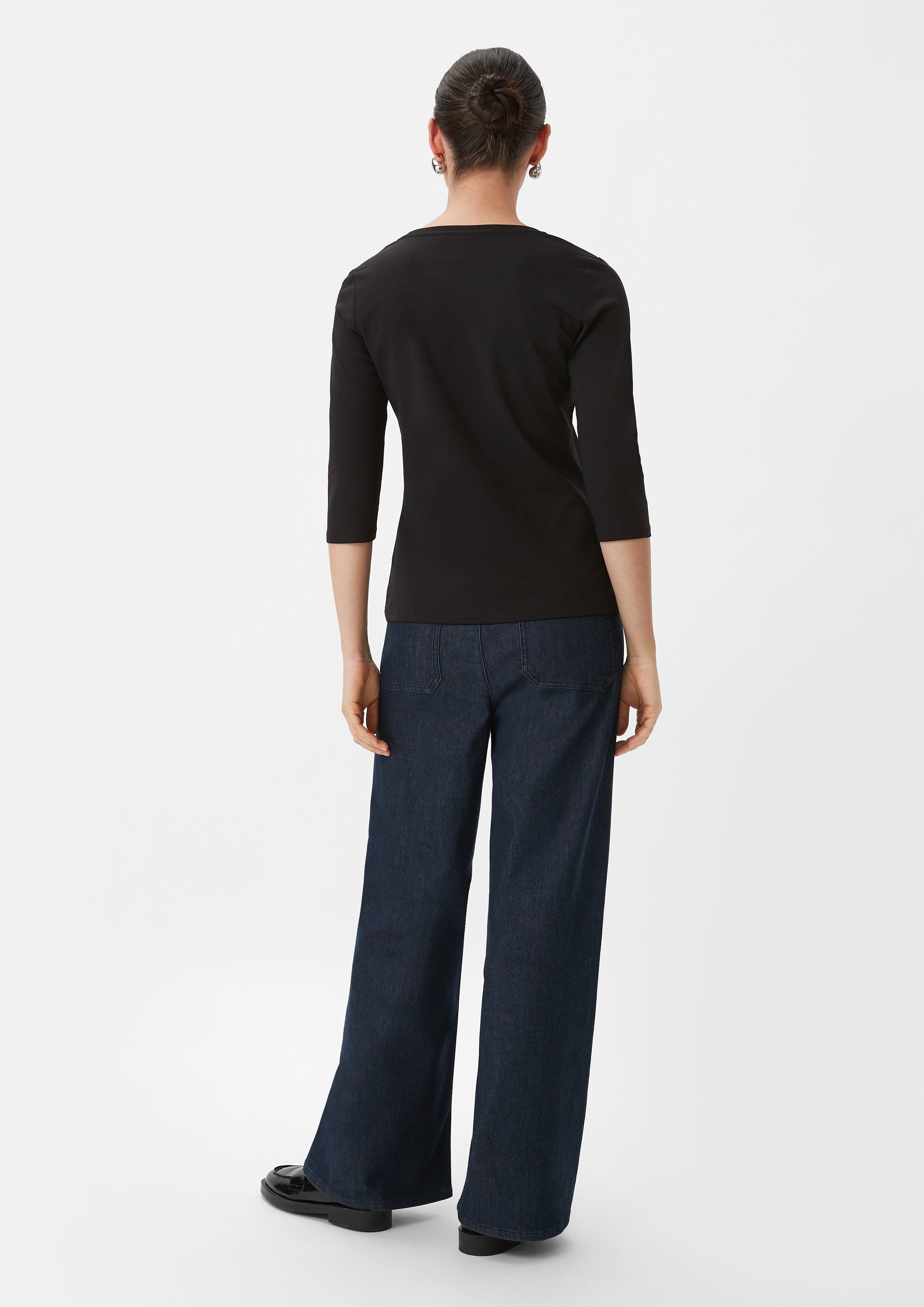 3/4-Arm-Shirt aus Jersey - schwarz
