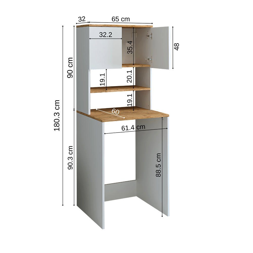 Roomart Waschmaschinenumbauschrank (Badezimmer Waschmaschinenschrank, Waschmaschinenüberbau, Waschturm)