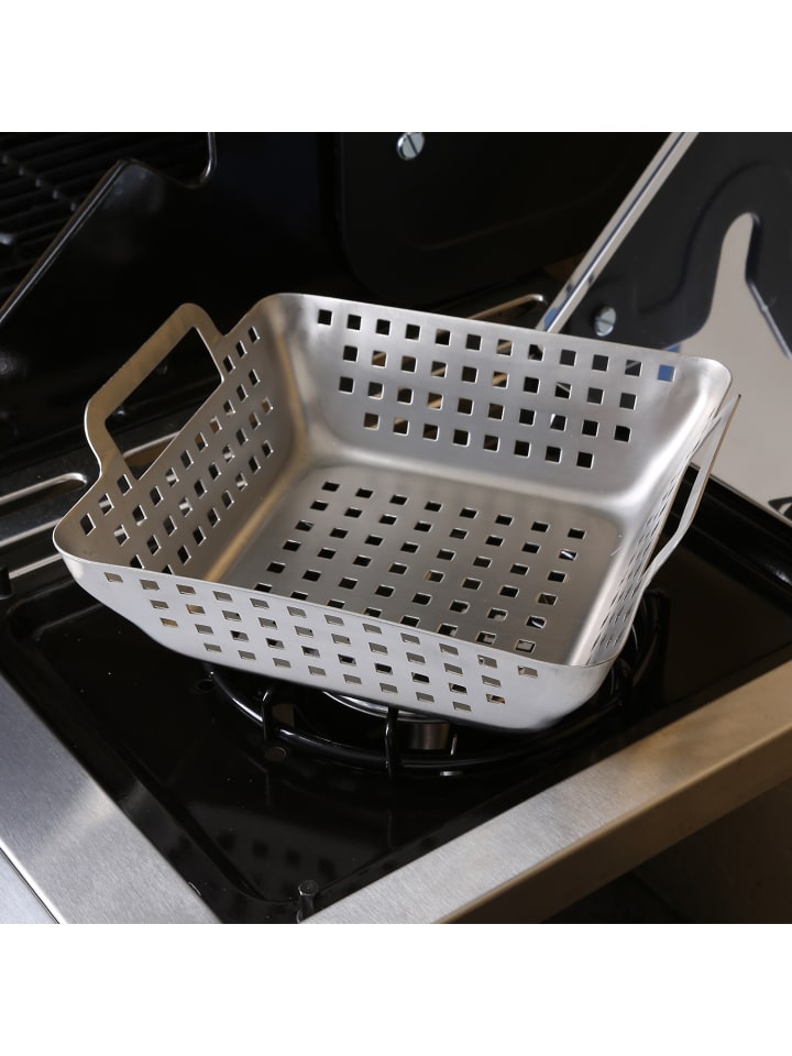 GAUMENKICK Gemüsekorb Grillschale Grillkorb Edelstahl H: 6,9cm in silber günstig kaufen onesize