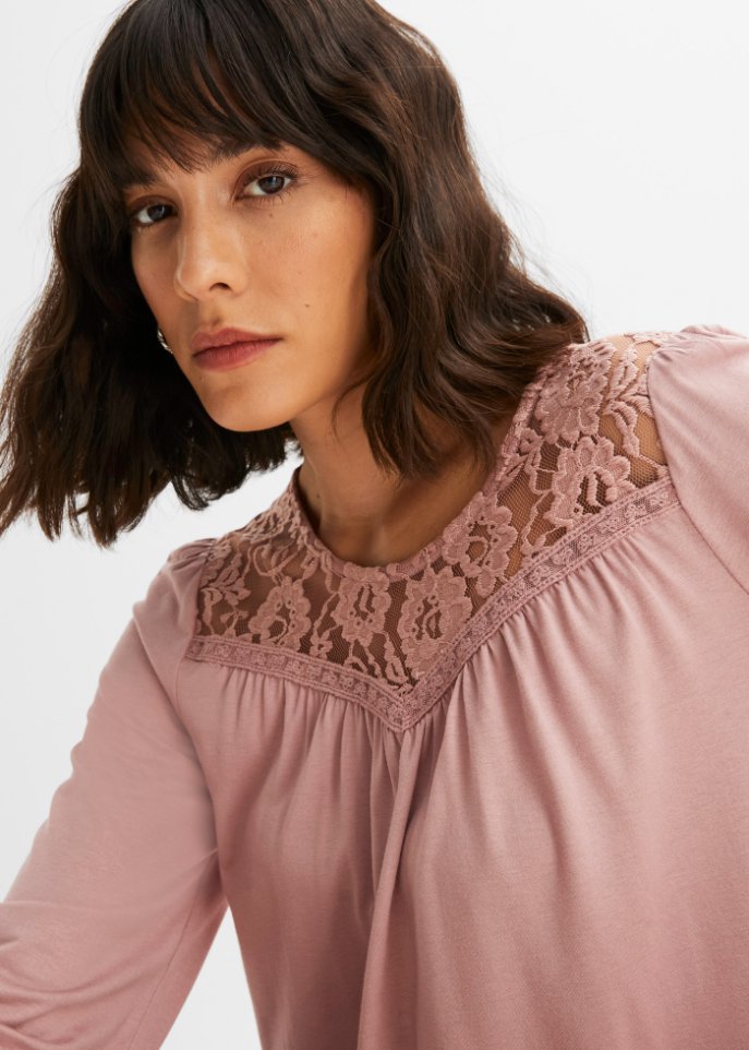 Langarmshirt mit Spitze