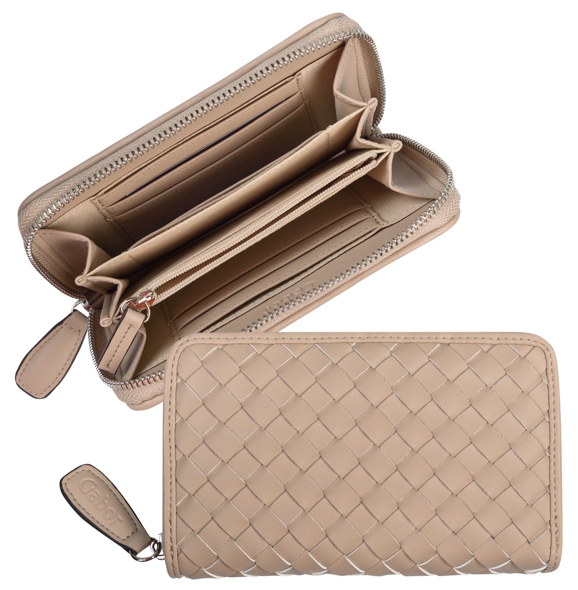 Gabor Geldbörse Medium zip wallet, in Flecht Optik