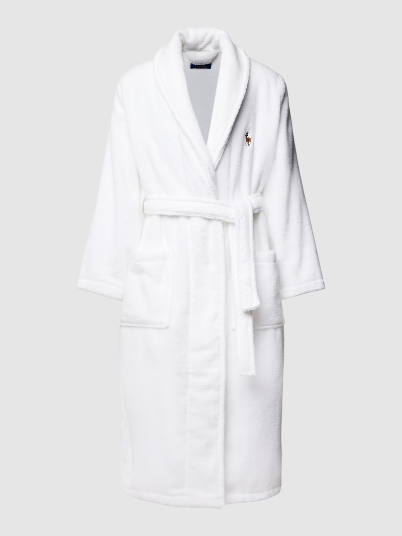 Bademantel mit Label-Stitching in weiß