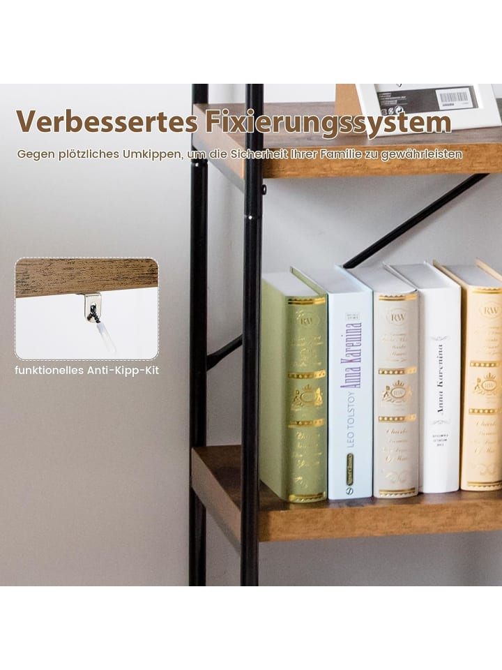 COSTWAY Bücherregal mit 5 Ebenen in Braun günstig kaufen 160 cm