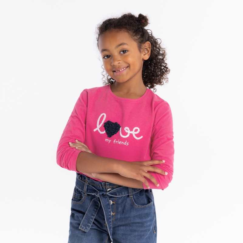 T-shirt à message love rose fille